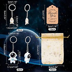 6Pcs Resin Rocket & 6Pcs PVC Plastic Astronaut Keychains&nbsp;DIY-OC0008-40