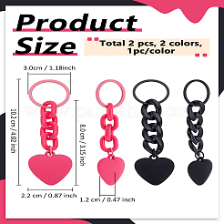 2Pcs 2 Colors Heart Alloy Acrylic Keychains&nbsp;KEYC-LP0001-69