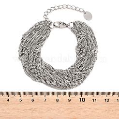 304 Stainless Steel Cuban Chain Multi-strand Bracelets for Women&nbsp;BJEW-D460-01P