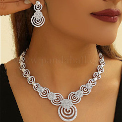 Alloy Crystal Rhinestone Vortex Link Chain Necklace & Stud Earring Sets&nbsp;FS-WG0FFE3-02