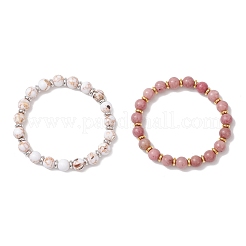 2Pcs Sea Shell & Synthetic Turquoise Assembled & Natural Rhodochrosite Beads Stretch Bracelet Set for Men Women&nbsp;BJEW-JB12125