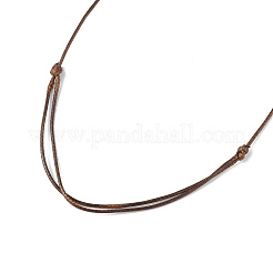 Natural Mixed Gemstone Nugget Pendant Necklace with Waxed Cord for Women&nbsp;NJEW-F306-01