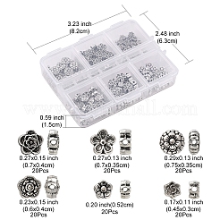 120Pcs 6 Style Tibetan Style Alloy Flower Beads&nbsp;TIBE-YW0001-26