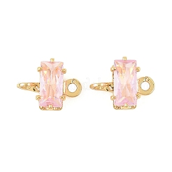 Brass Pave Cubic Zirconia Rectangle Connector Charms&nbsp;KK-P347-06G-02