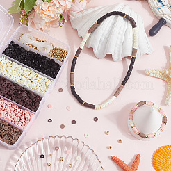 DIY Disc/Flat Round Polymer Clay Beads Stretch Bracelets Making Kits&nbsp;DIY-SP0003-41