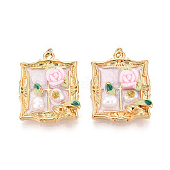 304 Stainless Steel and Enamel Resin ABS Imitation Pearl Glitter Powder Pendants&nbsp;STAS-T069-81M