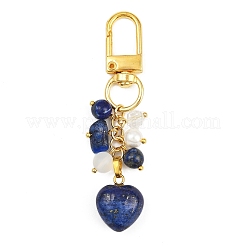 3Pcs Natural Lapis Lazuli & Rose Quartz & Amethyst Heart Pendant Decorations&nbsp;HJEW-JM04150