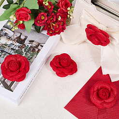 4Pcs Cloth Art Camelia Brooch Pins&nbsp;JEWB-CN0001-03C