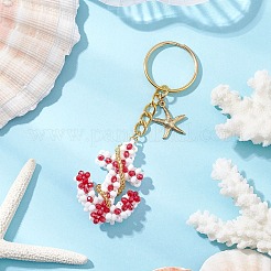 2Pcs Iron Glass Seedbead Keychain&nbsp;KEYC-MZ00034