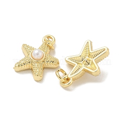 Brass with ABS Imitation Pearl Pendants&nbsp;KK-B124-06G