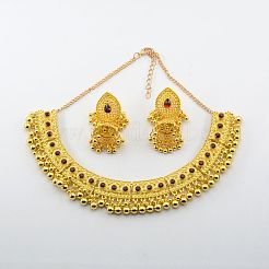 Teardrop Ethnic Style Alloy Rhinestone Bib Necklaces & Dangle Earrings Sets&nbsp;FS-WG1CE2C-01