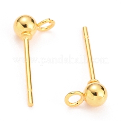 304 Stainless Steel Ball Post Stud Earring Findings&nbsp;STAS-Z035-02G-B