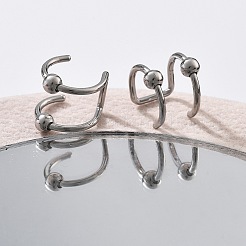 304 Stainless Steel 2 Line Round Clip on Nose Rings&nbsp;AJEW-A062-02P