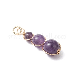 Natural Amethyst Round Beaded Pendants&nbsp;PALLOY-JF04700-02