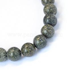 Natural Serpentine/Green Lace Stone Round Bead Strands&nbsp;G-E334-8mm-14