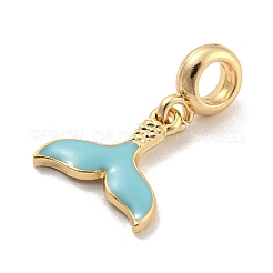 Rack Plating Alloy Enamel Fishtail European Dangle Charms&nbsp;FIND-B034-49G-03