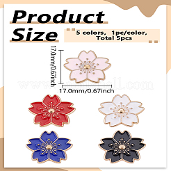 5Pcs 5 Colors Sakura Flower Enamel Pin&nbsp;JEWB-LP0004-57