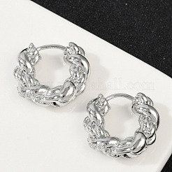 Twist Brass Cubic Zirconia Hoop Earrings&nbsp;EJEW-Q016-18P
