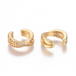 Golden Plated Brass Micro Pave Cubic Zirconia Cuff Earrings&nbsp;EJEW-L244-18G