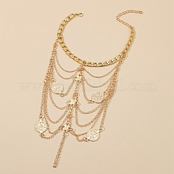 Bohemian Multi-layer Chain Alloy Coin Tassel Toe Ring Anklets for Women&nbsp;AJEW-B107-01KCG