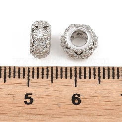 Brass Micro Pave Clear Cubic Zirconia Beads&nbsp;KK-H292-13P