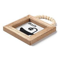 Wooden Square Wall Pendant Decorations&nbsp;HJEW-Z004-01A