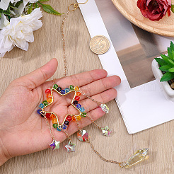 1Pc Colorful Glass Beaded Woven Net Suncatchers&nbsp;AJEW-CY0001-95D