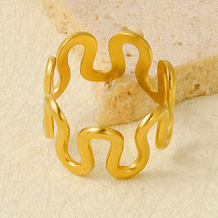 Geometric 304 Stainless Steel Adjustable Cuff Open Rings for Women&nbsp;WL5945-2