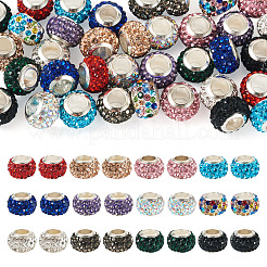 36Pcs 12 Colors Alloy Clay Pave Rhinestone European Beads&nbsp;ALRI-TA0001-30
