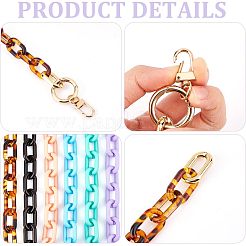 6Pcs 6 Colors Opaque Acrylic Cable Chain Wristlet Straps&nbsp;HJEW-CA0001-33
