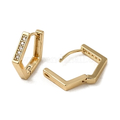 Brass Micro Pave Cubic Zirconia Hoop Earring&nbsp;EJEW-L271-21KCG-01