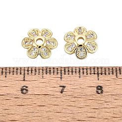 Brass Micro Pave Clear Cubic Zirconia Bead Caps&nbsp;KK-Q071-07G-02