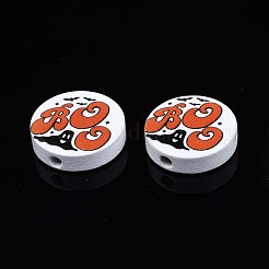 Halloween Printed Natural Wood Beads&nbsp;WOOD-T021-80
