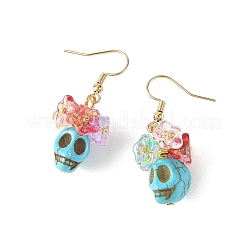 Glass & Synthetic Turquoise Beads Dangle Earrings&nbsp;EJEW-JE07452