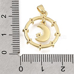 Brass Micro Pave Clear Cubic Zirconia Pendants&nbsp;KK-C263-16G