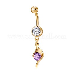 Brass Cubic Zirconia Navel Ring&nbsp;AJEW-EE0004-28D