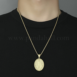 201 Stainless Steel Pendant Necklaces&nbsp;NJEW-C034-35G
