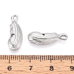 304 Stainless Steel Feather Pendants&nbsp;STAS-T067-48P