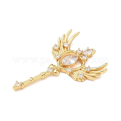 Brass Micro Pave Clear Cubic Zirconia Pendants&nbsp;KK-H526-04A-G