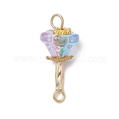 Electroplated Glass & Alloy Flower Connector Charms&nbsp;PALLOY-JF03614-01