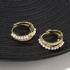 Two-layer Brass Micro Pave Clear Cubic Zirconia Hoop Earrings&nbsp;EJEW-C181-03G