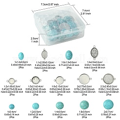 DIY Synthetic Turquoise Oval/Half Round Tibetan Style Alloy Connector Charms Making Kit&nbsp;DIY-FS0006-14