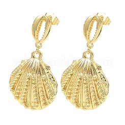 Shell Shape Brass Dangle Stud Earrings&nbsp;EJEW-F389-01G