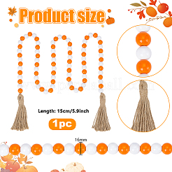 Wood Beads Tassels Pendant Drcorations&nbsp;HJEW-PH02016