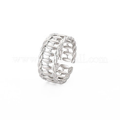Non-Tarnish 304 Stainless Steel Oval Wrap Open Cuff Ring for Women&nbsp;RJEW-S405-154P
