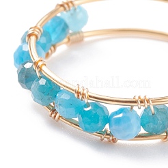 3Pcs 3 Style Natural Apatite & Moss Agate & Shell Pearl Braided Finger Rings&nbsp;RJEW-TA00024