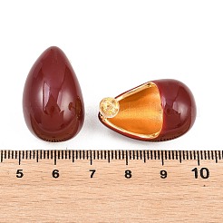 Brass Enamel Stud Earrings&nbsp;EJEW-E615-01G