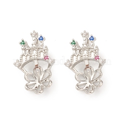 Brass Cubic Zirconia Peg Bails Pendants&nbsp;KK-I698-04P