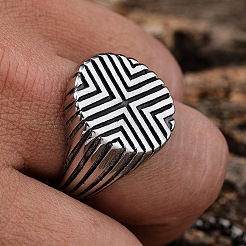 Textured 304 Stainless Steel Finger Rings for Men&nbsp;FS-WGDE9FA-04