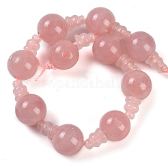 Natural Rose Quartz 3-Hole Guru Beads Strands&nbsp;G-H064-E01-02